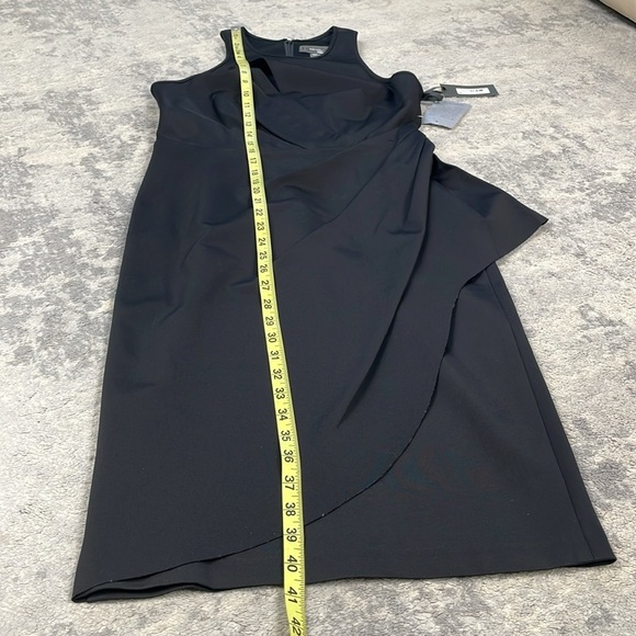 NWT Vera Wang Sleeveless Stretch Cocktail Dress Side Ruffle Slit Neck LBD Sz 4 - Picture 10 of 14